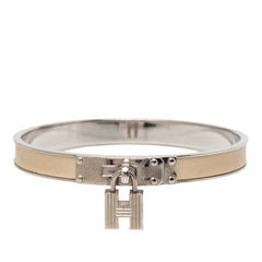 エルメス ケリー H カデナ バングル ブレスレット シルバー ベージュ メタル レザー レディース HERMES 【中古】