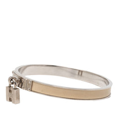 エルメス ケリー H カデナ バングル ブレスレット シルバー ベージュ メタル レザー レディース HERMES 【中古】