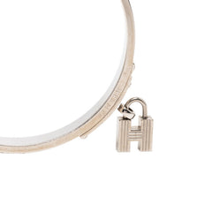 エルメス ケリー H カデナ バングル ブレスレット シルバー ベージュ メタル レザー レディース HERMES 【中古】