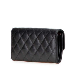 シャネル マトラッセ ココマーク 長財布 ブラック キャビアスキン レディース CHANEL 【中古】
