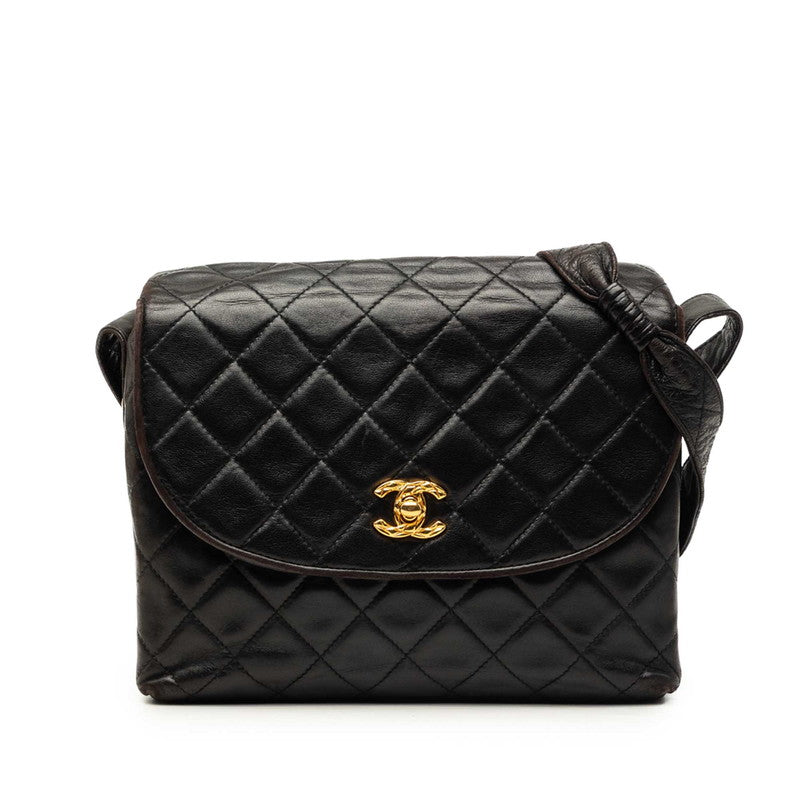 シャネル マトラッセ ココマーク 斜め掛け ショルダーバッグ ブラック ゴールド金具 ラムスキン レディース CHANEL 中古