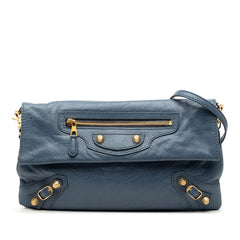 バレンシアガ ザ ジャイアント エンベロープ ショルダーバッグ クラッチバッグ 2WAY 327079 ブルー レザー レディース BALENCIAGA 【中古】