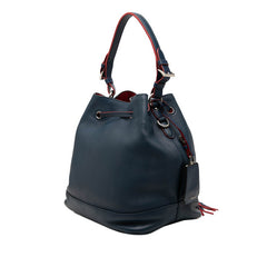 プラダ 三角ロゴプレート ハンドバッグ ショルダーバッグ 2WAY ネイビー レッド レザー レディース PRADA 【中古】