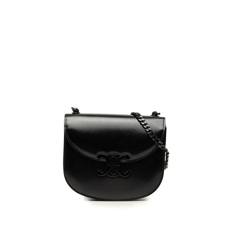 セリーヌ トリオンフ ブザス クレア チェーン ショルダーバッグ ブラック レザー レディース CELINE 中古