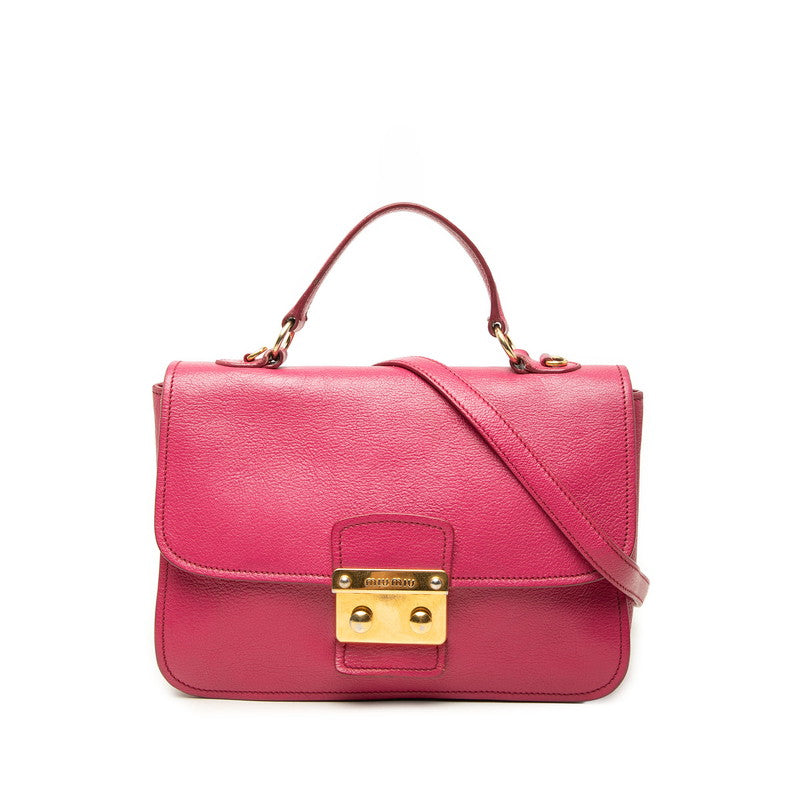 ミュウミュウ ハンドバッグ ショルダーバッグ 2WAY ピンク レザー レディース MIUMIU 中古