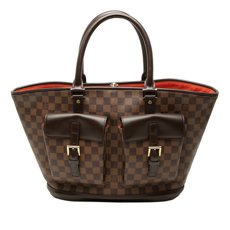 ルイ ヴィトン ダミエ マノスクGM ハンドバッグ N51120 ブラウン PVC レザー レディース LOUIS VUITTON 中古