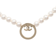 シャネル ココマーク パールネックレス ホワイト シャンパンゴールド フェイクパール メッキ レディース CHANEL 【中古】