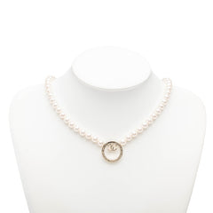 シャネル ココマーク パールネックレス ホワイト シャンパンゴールド フェイクパール メッキ レディース CHANEL 【中古】