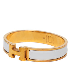 エルメス クリックH PM ブレスレット ゴールド ホワイト メッキ エナメル レディース HERMES 【中古】