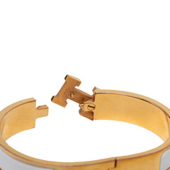 エルメス クリックH PM ブレスレット ゴールド ホワイト メッキ エナメル レディース HERMES 【中古】