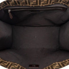 フェンディ FFロゴ トートバッグ ショルダーバッグ 2WAY 7VA390 ブラウン キャンバス レザー レディース FENDI 【中古】