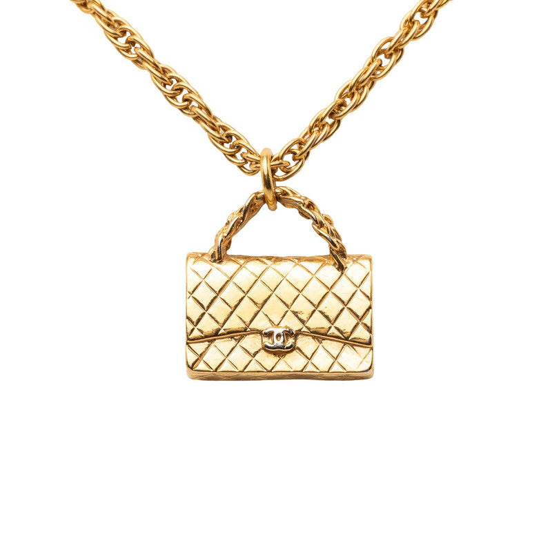 シャネル ヴィンテージ マトラッセ バッグ モチーフ ペンダント ネックレス ゴールド メッキ レディース CHANEL 【中古】