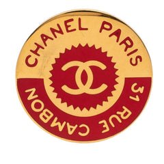 シャネル 31 RUE CAMBON ル カンボン ココマーク ブローチ ゴールド レッド メッキ レディース CHANEL 【中古】
