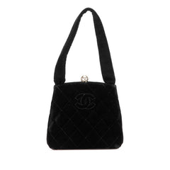 シャネル マトラッセ ココマーク ミニハンドバッグ ブラック ベロア レディース CHANEL 【中古】
