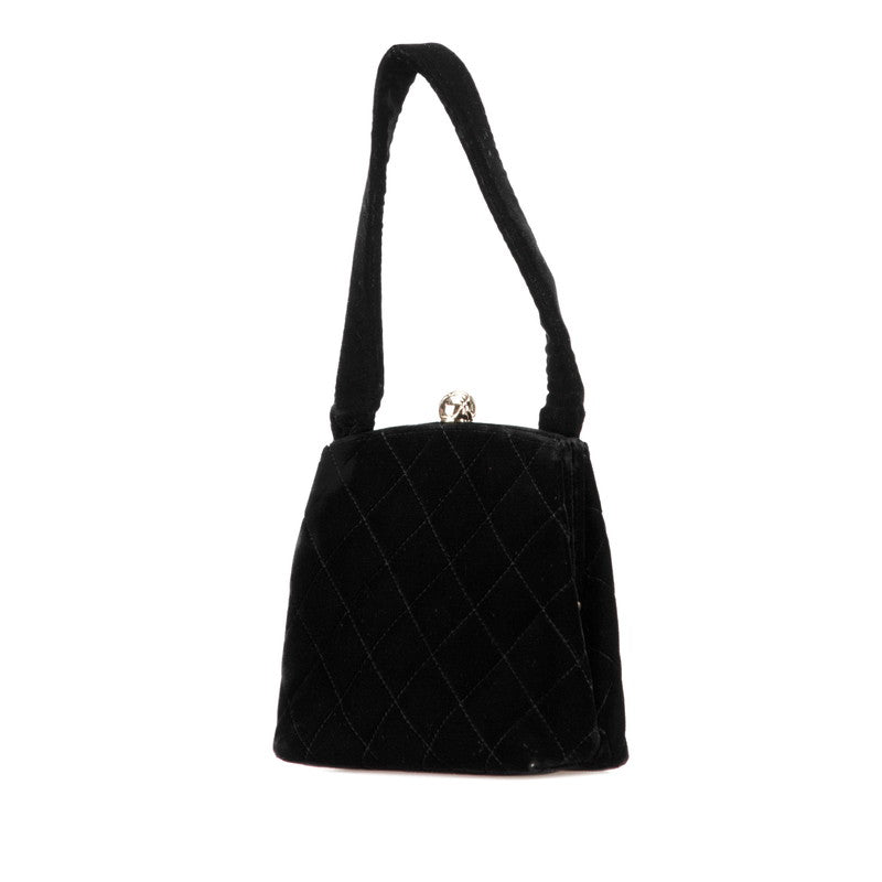 シャネル マトラッセ ココマーク ミニハンドバッグ ブラック ベロア レディース CHANEL 【中古】