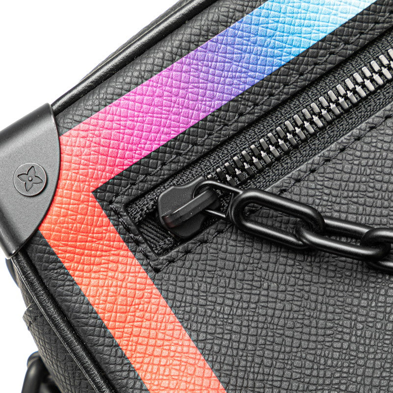 ルイ ヴィトン タイガ ミニソフトトランク ショルダーバッグ M30351 ブラック レインボー レザー レディース LOUIS VUITTON 【中古】