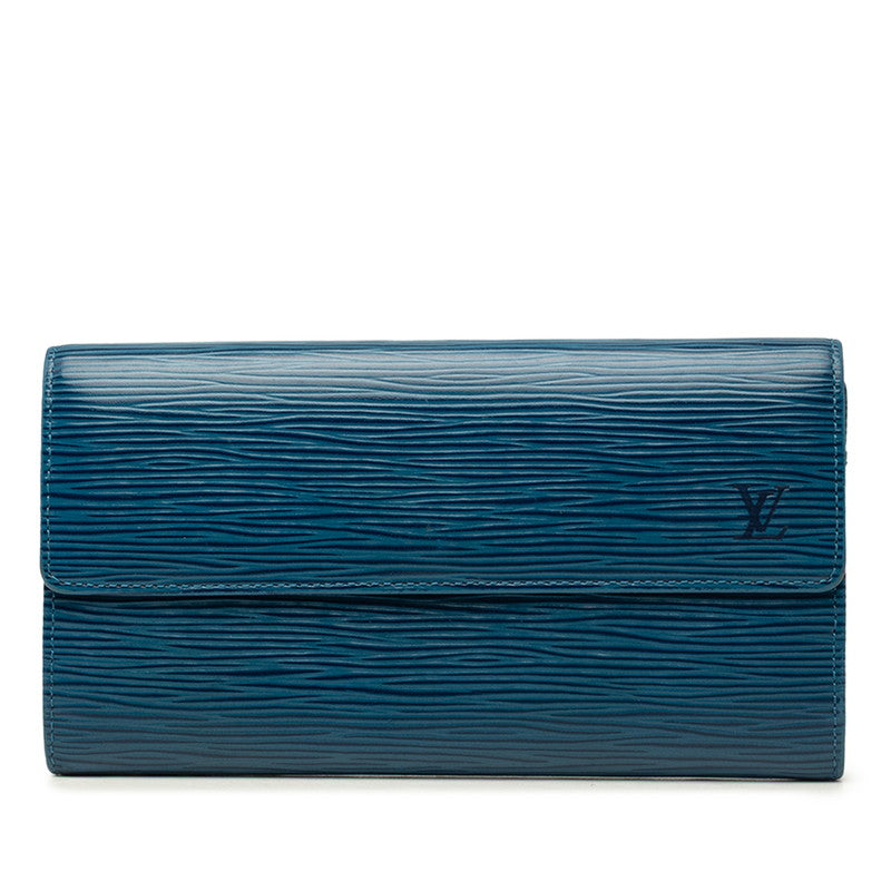 ルイ ヴィトン エピ ポシェット ポルトモネ クレディ 長財布 M63575 トレドブルー レザー レディース LOUIS VUITTON 中古