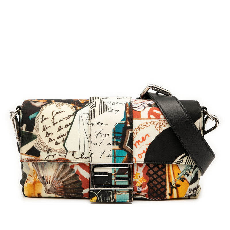 フェンディ マンマバケット ショルダーバッグ 7VA472 アイボリー ブラック マルチカラー ナイロン レザー レディース FENDI 【中古】