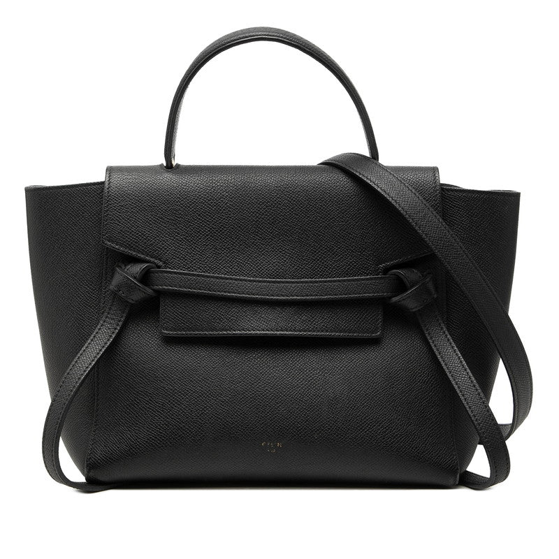 セリーヌ ベルトバッグ マイクロ ハンドバッグ ショルダーバッグ 2WAY ブラック レザー レディース CELINE 【中古】