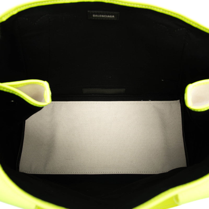 バレンシアガ ネイビーカバスM ハンドバッグ 581292 ベージュ イエロー キャンバス レディース BALENCIAGA 【中古】