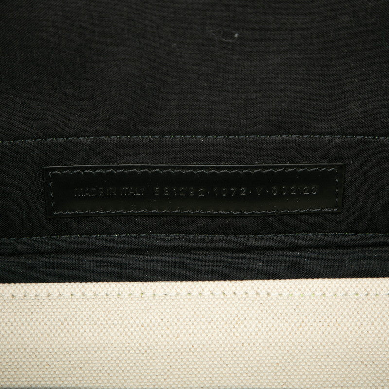 バレンシアガ ネイビーカバスM ハンドバッグ 581292 ベージュ イエロー キャンバス レディース BALENCIAGA 【中古】