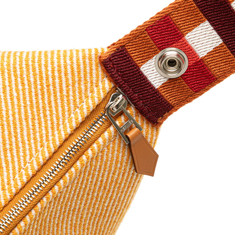 エルメス ブリッド ア ブラック オ カレ GM ハンドバッグ ポーチ フォーブ オレンジ コットン レディース HERMES 【中古】