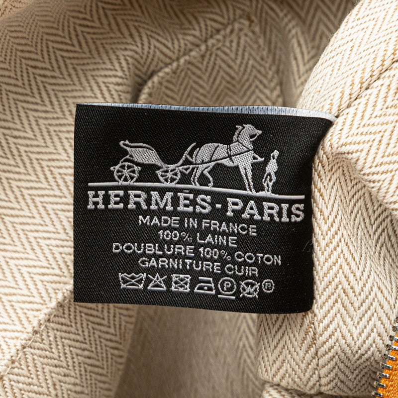 エルメス ブリッド ア ブラック オ カレ GM ハンドバッグ ポーチ フォーブ オレンジ コットン レディース HERMES 【中古】