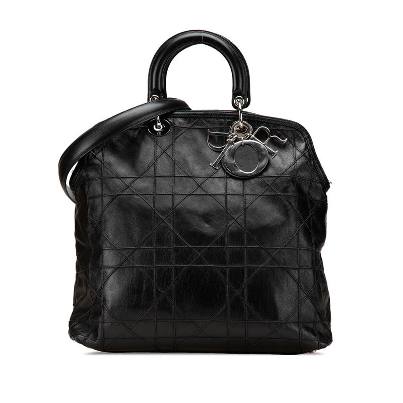ディオール カナージュ グランヴィル ハンドバッグ ショルダーバッグ 2WAY ブラック レザー レディース Dior 【中古】