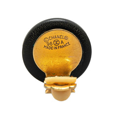 シャネル ヴィンテージ ココマーク ラウンド イヤリング ブラック ゴールド プラスチック メッキ レディース CHANEL 【中古】