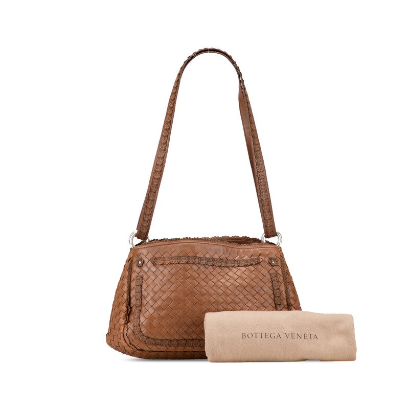ボッテガヴェネタ イントレチャート ショルダーバッグ ブラウン レザー レディース BOTTEGAVENETA 【中古】