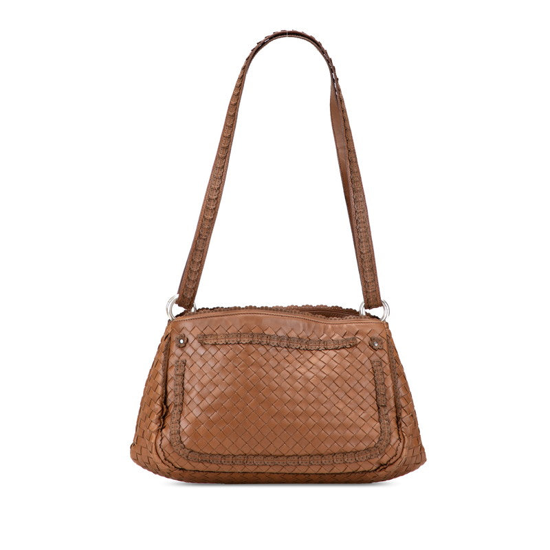 ボッテガヴェネタ イントレチャート ショルダーバッグ ブラウン レザー レディース BOTTEGAVENETA 【中古】