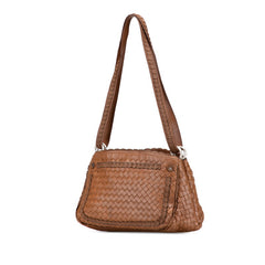 ボッテガヴェネタ イントレチャート ショルダーバッグ ブラウン レザー レディース BOTTEGAVENETA 【中古】