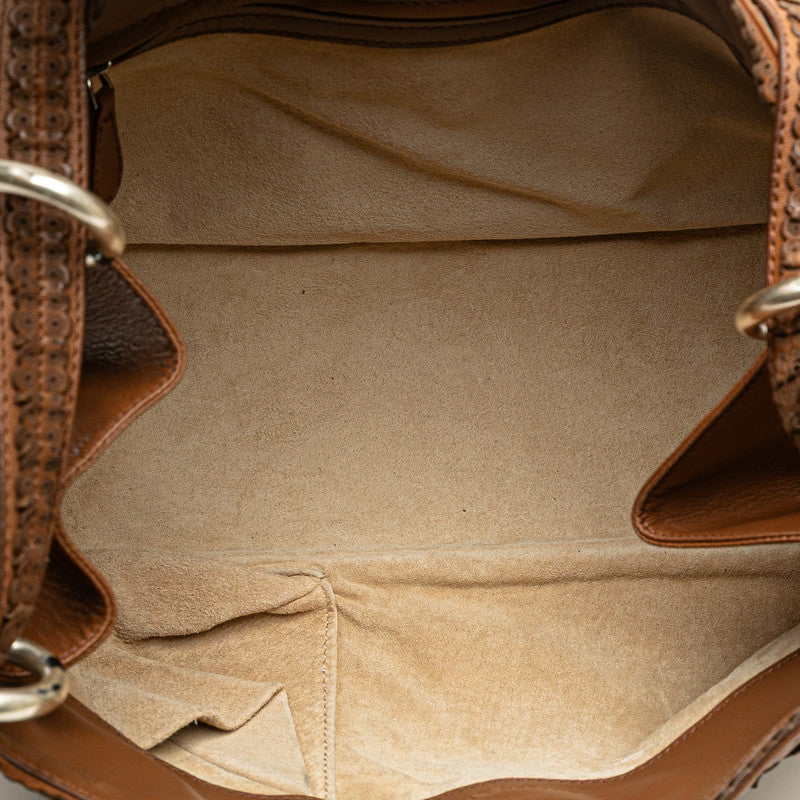 ボッテガヴェネタ イントレチャート ショルダーバッグ ブラウン レザー レディース BOTTEGAVENETA 【中古】