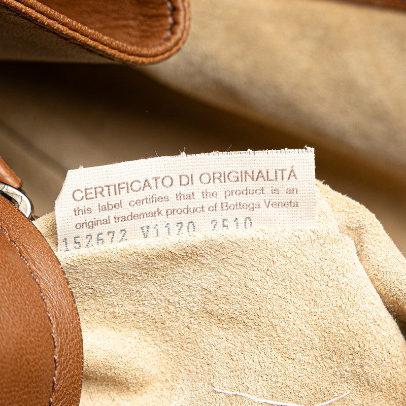 ボッテガヴェネタ イントレチャート ショルダーバッグ ブラウン レザー レディース BOTTEGAVENETA 【中古】