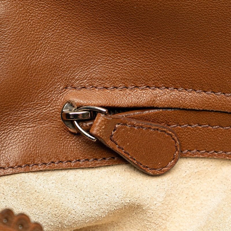 ボッテガヴェネタ イントレチャート ショルダーバッグ ブラウン レザー レディース BOTTEGAVENETA 【中古】