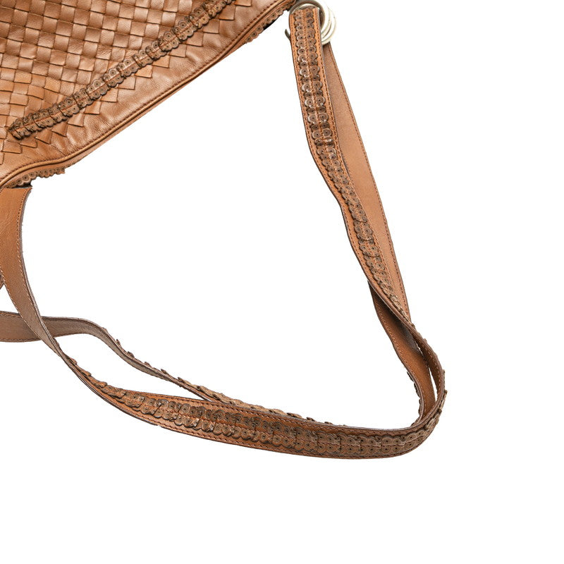 ボッテガヴェネタ イントレチャート ショルダーバッグ ブラウン レザー レディース BOTTEGAVENETA 【中古】