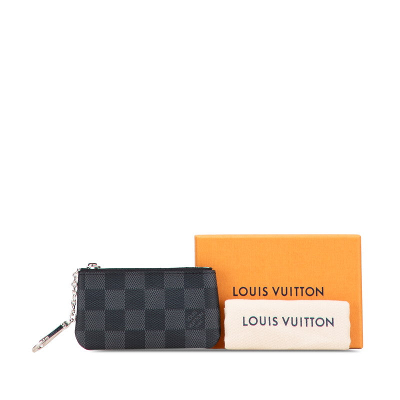 ルイ ヴィトン ダミエグラフィット ポシェット クレ コインケース N60155 ブラック PVC レザー メンズ LOUIS VUITTON 【中古】