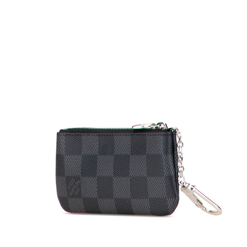 ルイ ヴィトン ダミエグラフィット ポシェット クレ コインケース N60155 ブラック PVC レザー メンズ LOUIS VUITTON 【中古】