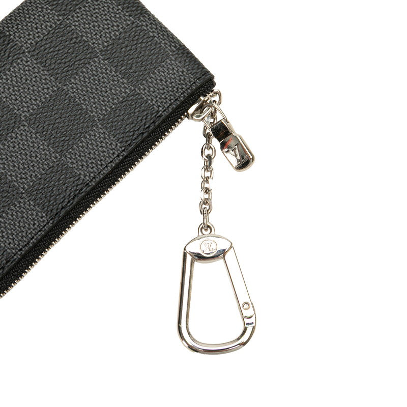 ルイ ヴィトン ダミエグラフィット ポシェット クレ コインケース N60155 ブラック PVC レザー メンズ LOUIS VUITTON 【中古】