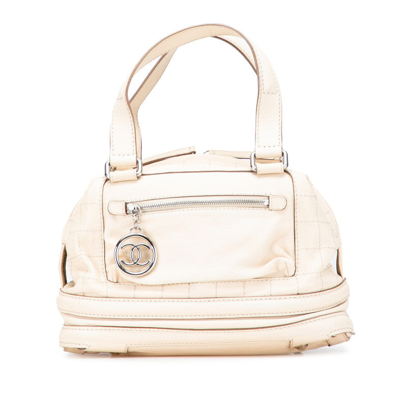 シャネル チョコバー ココマーク ハンドバッグ ベージュ レザー レディース CHANEL 【中古】