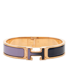 エルメス クリックH PM ブレスレット バングル ゴールド パープル ネイビー グラデーション メッキ エナメル レディース HERMES 【中古】