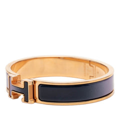 エルメス クリックH PM ブレスレット バングル ゴールド パープル ネイビー グラデーション メッキ エナメル レディース HERMES 【中古】