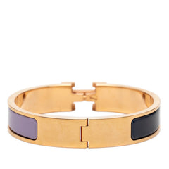 エルメス クリックH PM ブレスレット バングル ゴールド パープル ネイビー グラデーション メッキ エナメル レディース HERMES 【中古】