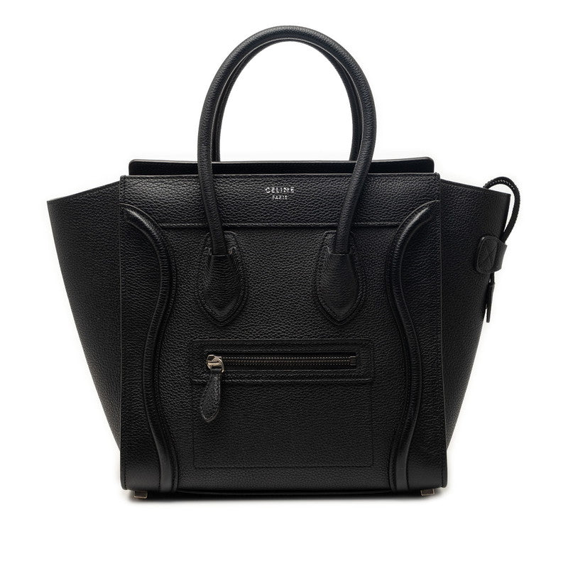 セリーヌ ラゲージ マイクロショッパー ハンドバッグ トートバッグ ブラック レザー レディース CELINE 【中古】