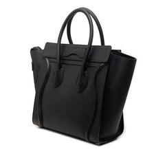 セリーヌ ラゲージ マイクロショッパー ハンドバッグ トートバッグ ブラック レザー レディース CELINE 【中古】
