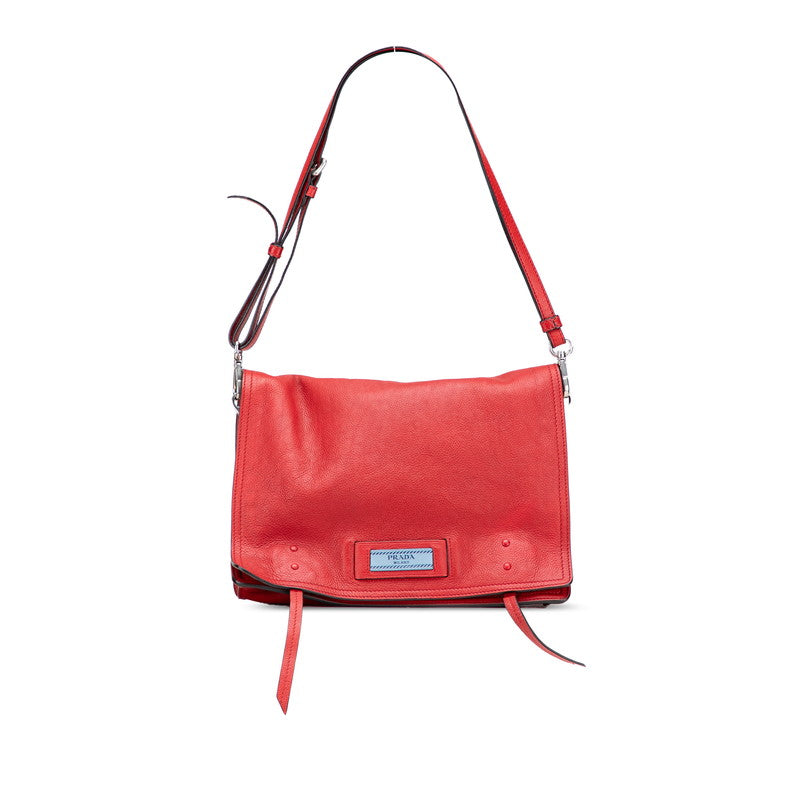 プラダ エティケットバッグ ワンショルダーバッグ 1BD085 レッド レザー レディース PRADA 【中古】