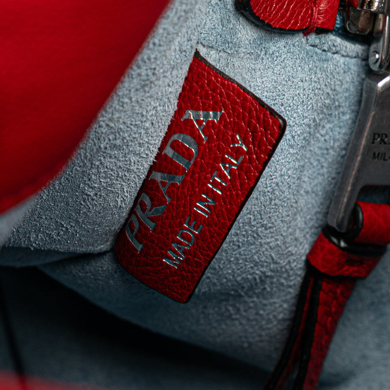 プラダ エティケットバッグ ワンショルダーバッグ 1BD085 レッド レザー レディース PRADA 【中古】