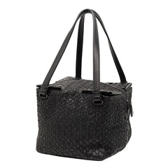ボッテガヴェネタ イントレチャート ハンドバッグ ブラック レザー レディース BOTTEGAVENETA 【中古】