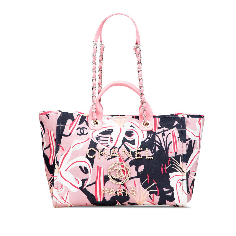 シャネル ドーヴィル トートバッグ ハンドバッグ ピンク マルチカラー ベロア レザー レディース CHANEL 【中古】