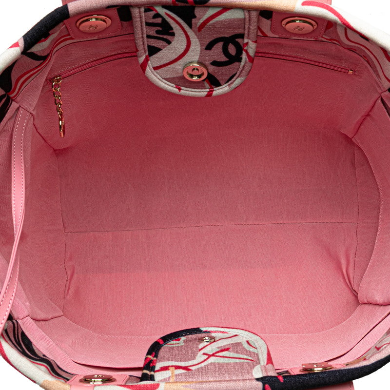 シャネル ドーヴィル トートバッグ ハンドバッグ ピンク マルチカラー ベロア レザー レディース CHANEL 【中古】